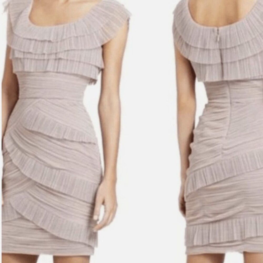 BCBGMaxAzria Briana Mauve Ruffled Cocktaik Mini Dress - Size 2